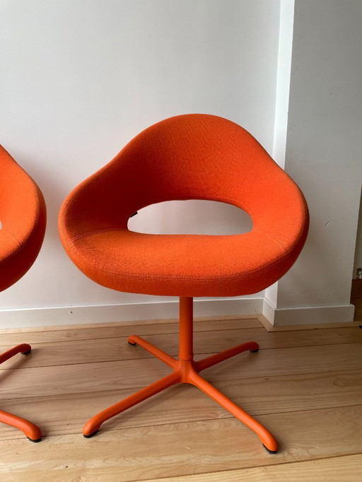 2 x Artifort Shark Orange with color-matched leg