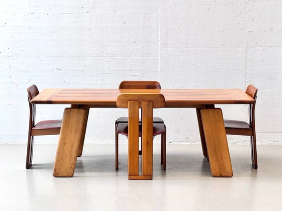 Image 1 of Sapporo dining set in walnut wood by Mario Marenco for Mobilgirgi, Italy, 1970s