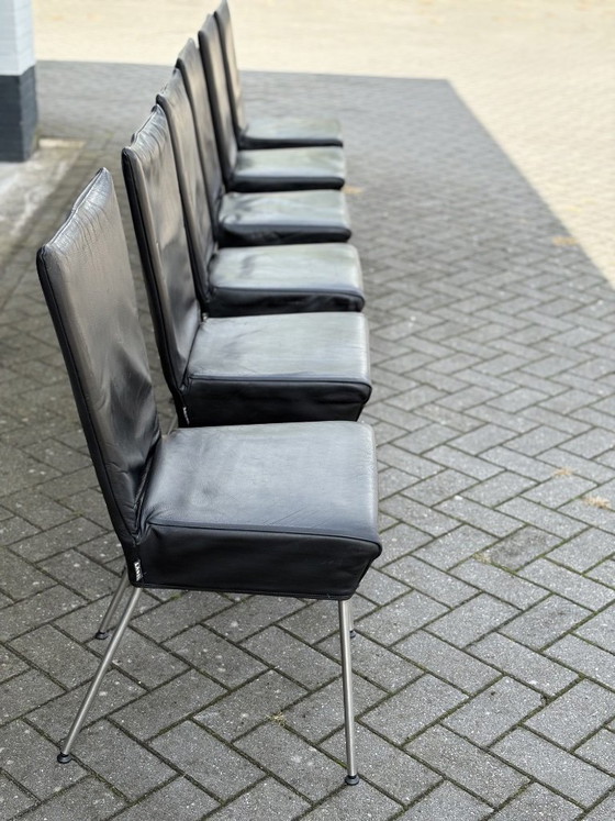 Orea Stoelen 6 Stuks – Label van den Berg, Eetkamerstoelen, Leather, Chrome (photo 10 of 17)