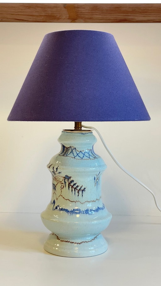 Vintage blauwe keramische lamp