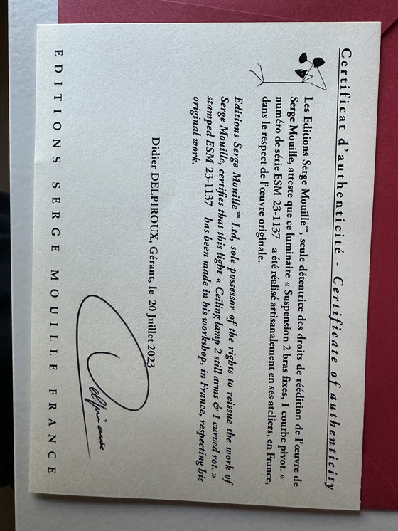 Image 1 of Serge Mouille ceiling lamp, 3 arms, 1 curved