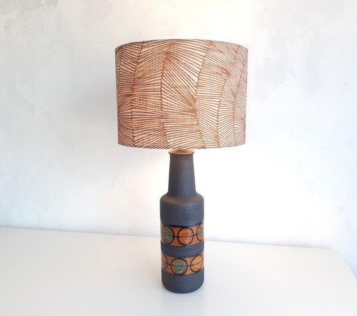 Unique vintage West Germany lamp with handmade lampshade with botanical print