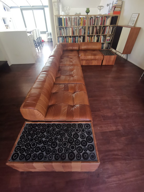 Image 1 of DE SEDE DS 88 modular sofa in cognac patchwork leather