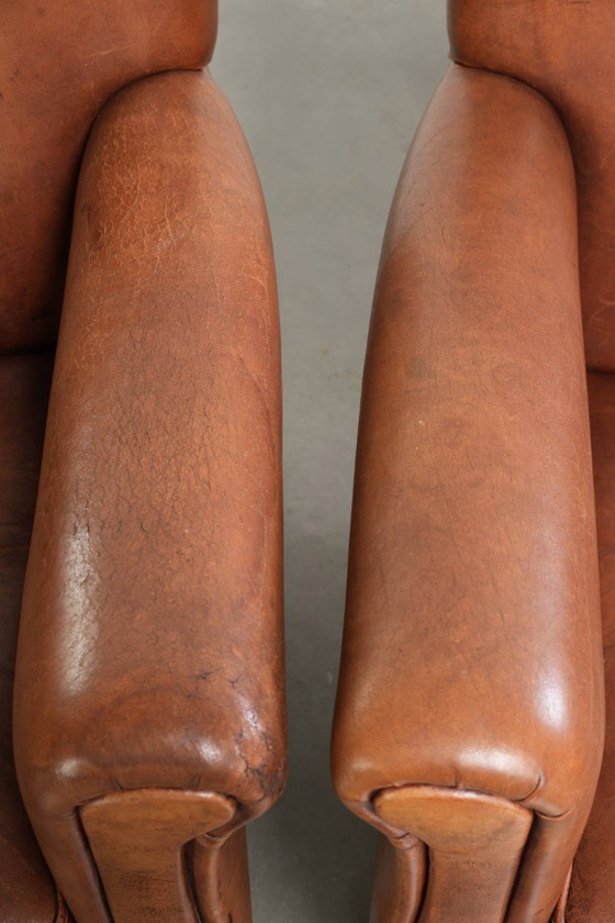 2x Fauteuils en cuir de mouton beaux et confortables avec de belles couleurs et un design intemporel (photo 8 of 14)