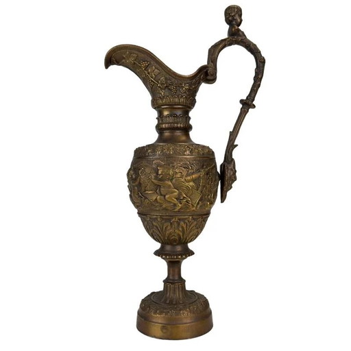 19e Eeuwse Stijl Bronzen Bacchus Schenkkan met Putti – Klassieke Europese Sierkan