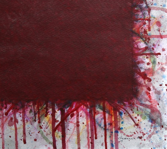 Image 1 of Rectángulo rojo - Bernd Berner, Signierte Gouache Kunst aus 1985