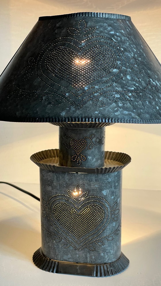 Image 1 of Vintage Zinc Heart Lamp