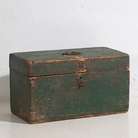 Antique green antique military chest (c.1910) #1 – Chest of drawers, Rustic (photo 5 of 22)