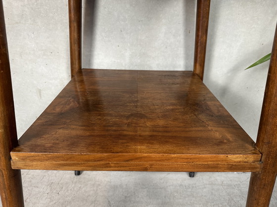 Image 1 of Vintage (hoog) bijzettafel / plantentafel op wielen