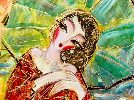 Image 1 of HRASARKOS - Green Umbrella - Artist's Canvas