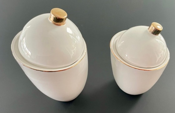 Image 1 of Set di 2 vasi in ceramica bianca 'Saturn' – Hush Living