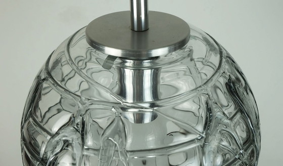 Image 1 of no. 2 de 2 - élégante lampe suspendue mid century doria-leuchten verre et métal gris clair et fumé années 60 70 suspension