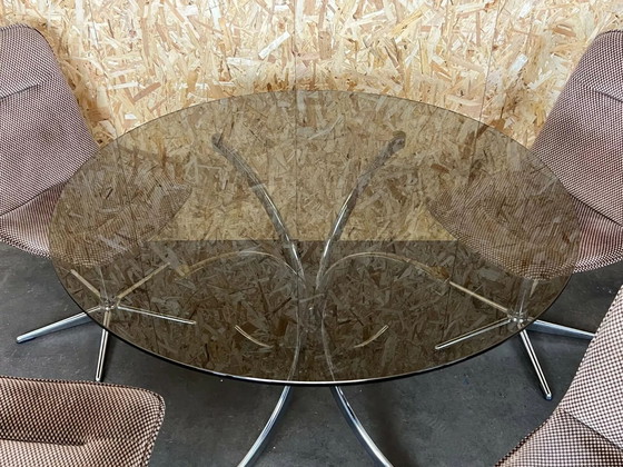 Image 1 of 60s 70s 4x Stoelen Stoel & Tafel Eetkamerstoelen Eettafel Design 60s