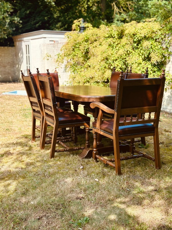 Sedie da castello Sedie da pranzo 6 Rovere vintage Pelle – Legno (photo 9 of 22)