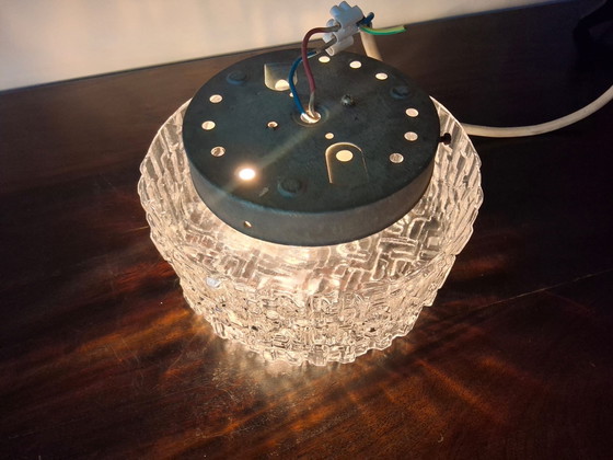 Image 1 of Vintage plafondlamp met labyrint patroon jaren 70