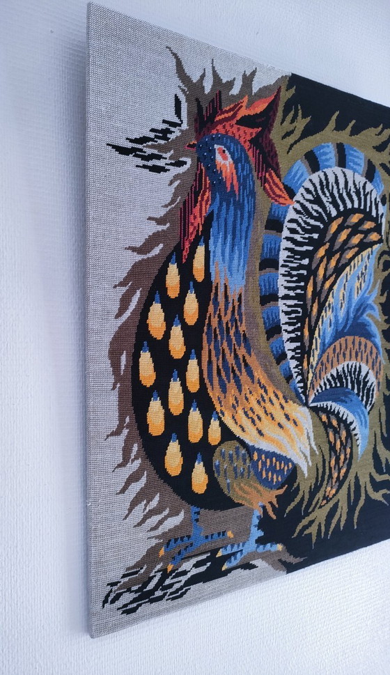 Image 1 of Wandteppich mit Hahnenmotiv „Aurora“, 1970er Jahre