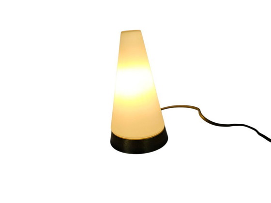 Image 1 of R.S.-Leuchten - kegellamp - tafellamp - melkglas - messing - 80's