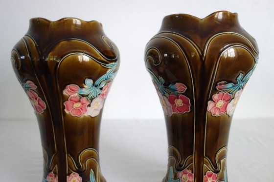 Art Nouveau Vases and Cache-Pots by De Bruyn, 1920s, Decorative Objects, Ceramic, Brown (photo 5 of 15)