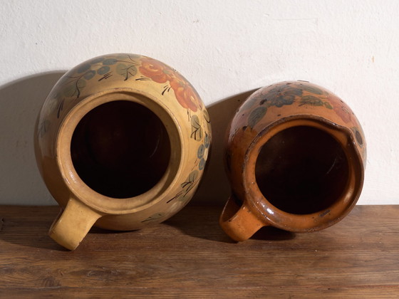 Pair of Vintage Glazed Ceramic Jugs, Central Europe, circa 1950 #1, Crockery, Orange (photo 10 of 13)
