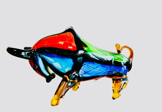 Image 1 of MURANO-STIL-GLASFIGURINE EINES KAMPFBULLEN Skulptur Länge 43 cm !!!!