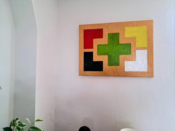 Image 1 of Enzo SAN MARCO - Essential Colors on a Gold Background - Artist's Painting