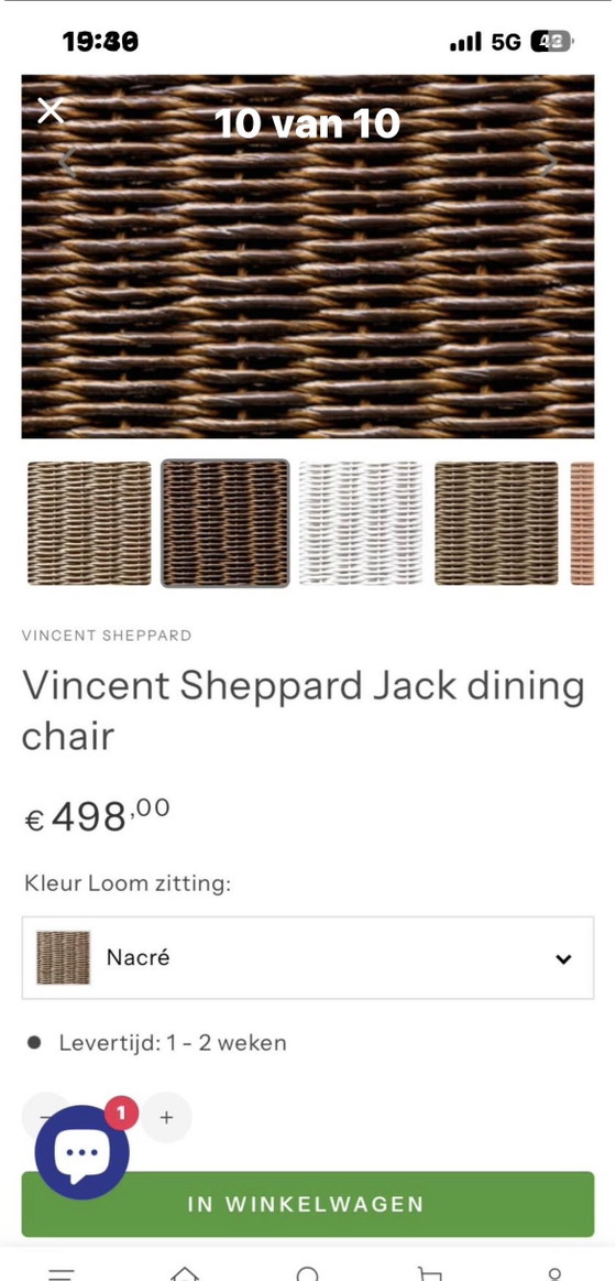 Image 1 of Table du monastère + 6 chaises Vincent Sheppard