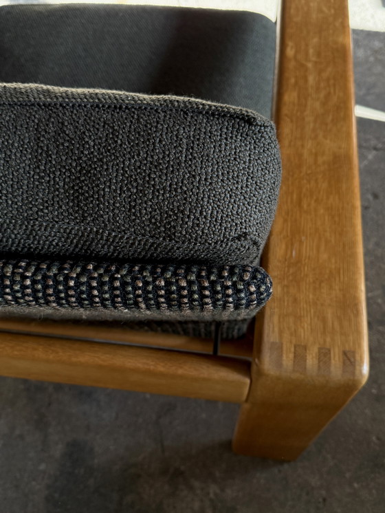 Image 1 of DIVANO 2 POSTI CARL STRAUB IN LEGNO DI FRASSINO E TESSUTO BOUCLÉ, ANNI '70