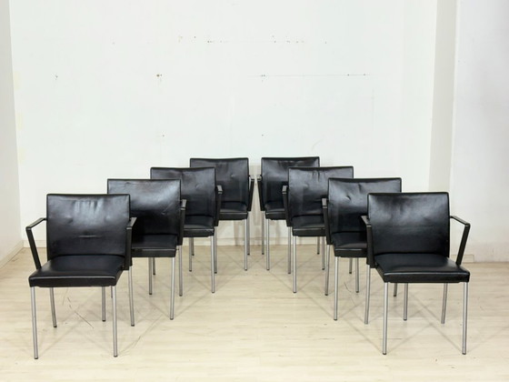 Image 1 of 8 elegante design vergaderstoelen in zwart leer