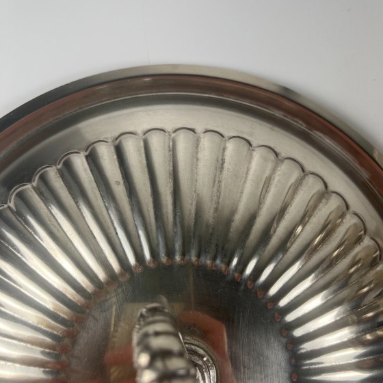 Image 1 of Fuente/sopera italiana de metal plateado para verduras, PM Italy, circa 1960-1980