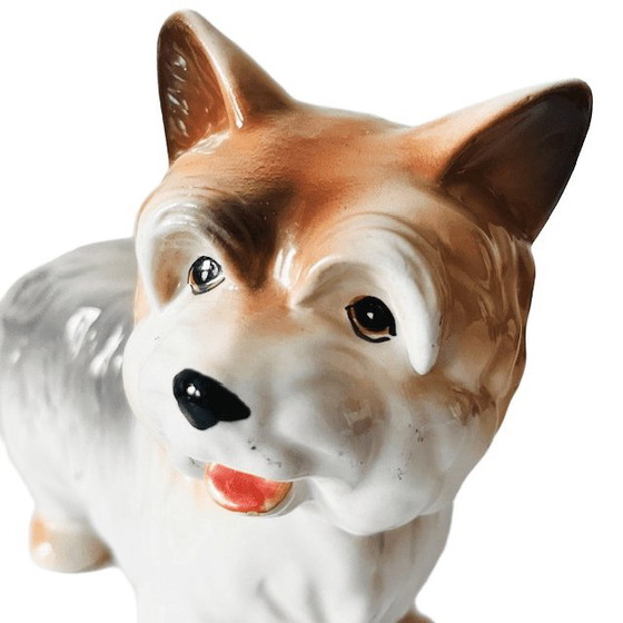 Image 1 of Vintage mid-century Imoto porselein Yorkshire Terrier Keramisch Beeldje hond 1960's