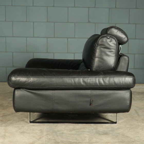 Image 1 of LaNouva Sitzgruppe – Dreisitzer-Sofa mit Zweisitzer-Sofa – schwarzes Leder