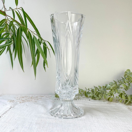 Jarrón vintage de cristal estilo Art Déco