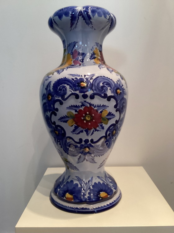 Grande vaso portoghese in terracotta dipinto a mano. – Alcobaça, Vasi, Ceramica (photo 2 of 5)