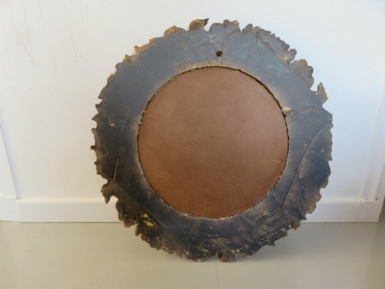 Grand Miroir Mural, Rond, Baroque, 1970, Motifs Floraux – Polyester (photo 16 of 17)
