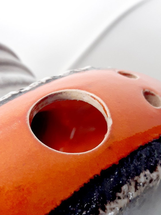 Image 1 of Keramieken aardewerken vintage hanglamp van Herda, west germany fat lava stijl, keramische retro, oranje hanglamp