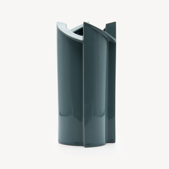 Image 1 of Jan van der Vaart pour Rosenthal Vase en porcelaine turquoise 1988