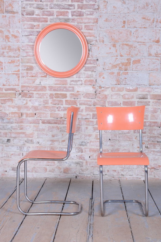Miroir rose original de style Mid-Century, cadre en plastique, Italie, années 1960 – Glass, Plastic (photo 2 of 7)