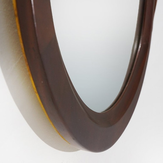 Ronde wandspiegel met leren band, jaren 60 – Glass, Leather (photo 12 of 13)