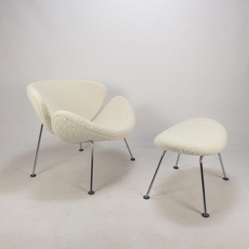 Fauteuil et ottoman vintage par Pierre Paulin pour Artifort, 1980