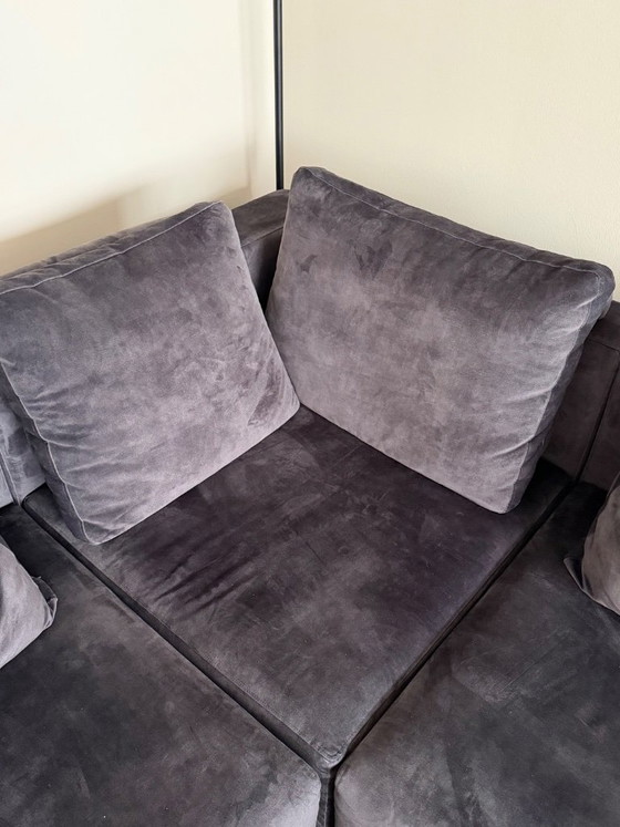 Image 1 of Luxurious black velvet spacious corner sofa, Passe Partout