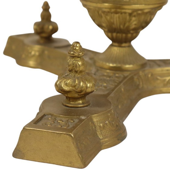 Vintage Brass Side Table with Round Onyx Marble Top (photo 12 of 23)