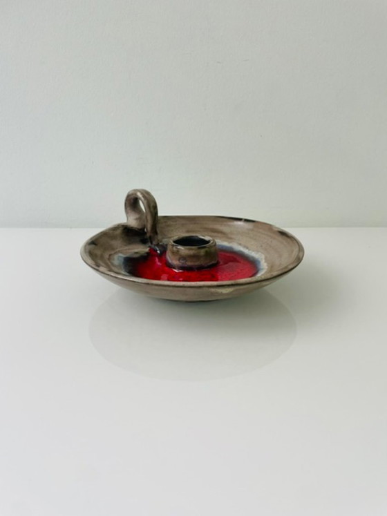Image 1 of Vintage retro blaker met rood lava glazuur