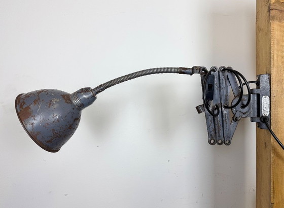 Image 1 of Grey Industrial Scissor Wall Lamp from Elektroinstala, 1960s
