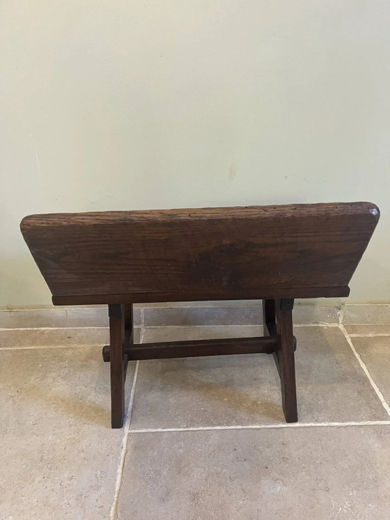 Piccola panca antica in legno con schienale pieghevole. – Panche, Wood, Rustic (photo 10 of 13)