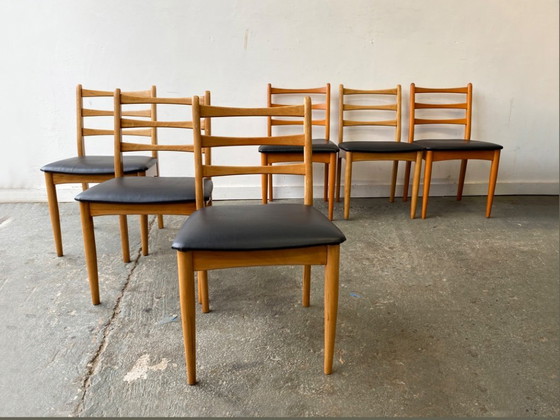 Image 1 of Ensemble de 6 chaises de salle à manger Mid Century des années 1970 par Schreiber Furniture