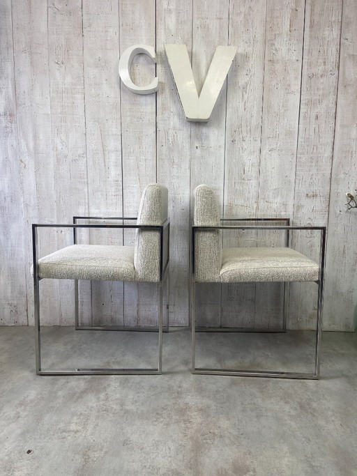Coppia di poltrone anni '70 in acciaio inox