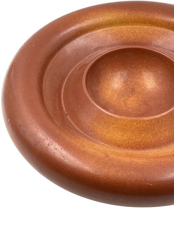 Image 1 of Groot bruin keramisch middenstuk uit het midden van de 20e eeuw, Franco Bucci Italië, jaren 70.