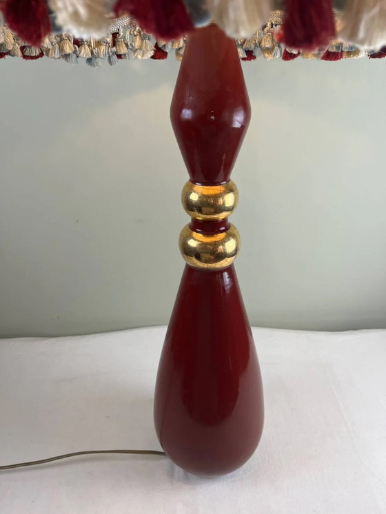 Grande lampada vintage in ceramica rossa firmata Drimmer – paralume pl – Lampade da tavolo, Porcelain, Metal (photo 12 of 21)