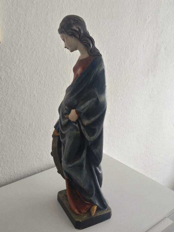 Grande Sculpture en Bois d'Oberammergau Ste Catherine 55cm Tilleul Sculpté Main Env. Années 1970 – Wood (photo 3 of 13)
