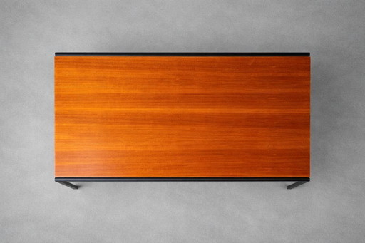 Cees Braakman extendable dining table in teak with black metal frame